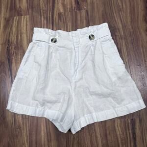 H &‎ M Women's Linen Cotton blend White Shorts Size US 6 Beachy Travel Preppy